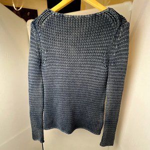 Alexander Wang Chunky Knit Sweater Denim Blue Distressed/Faded Size S
